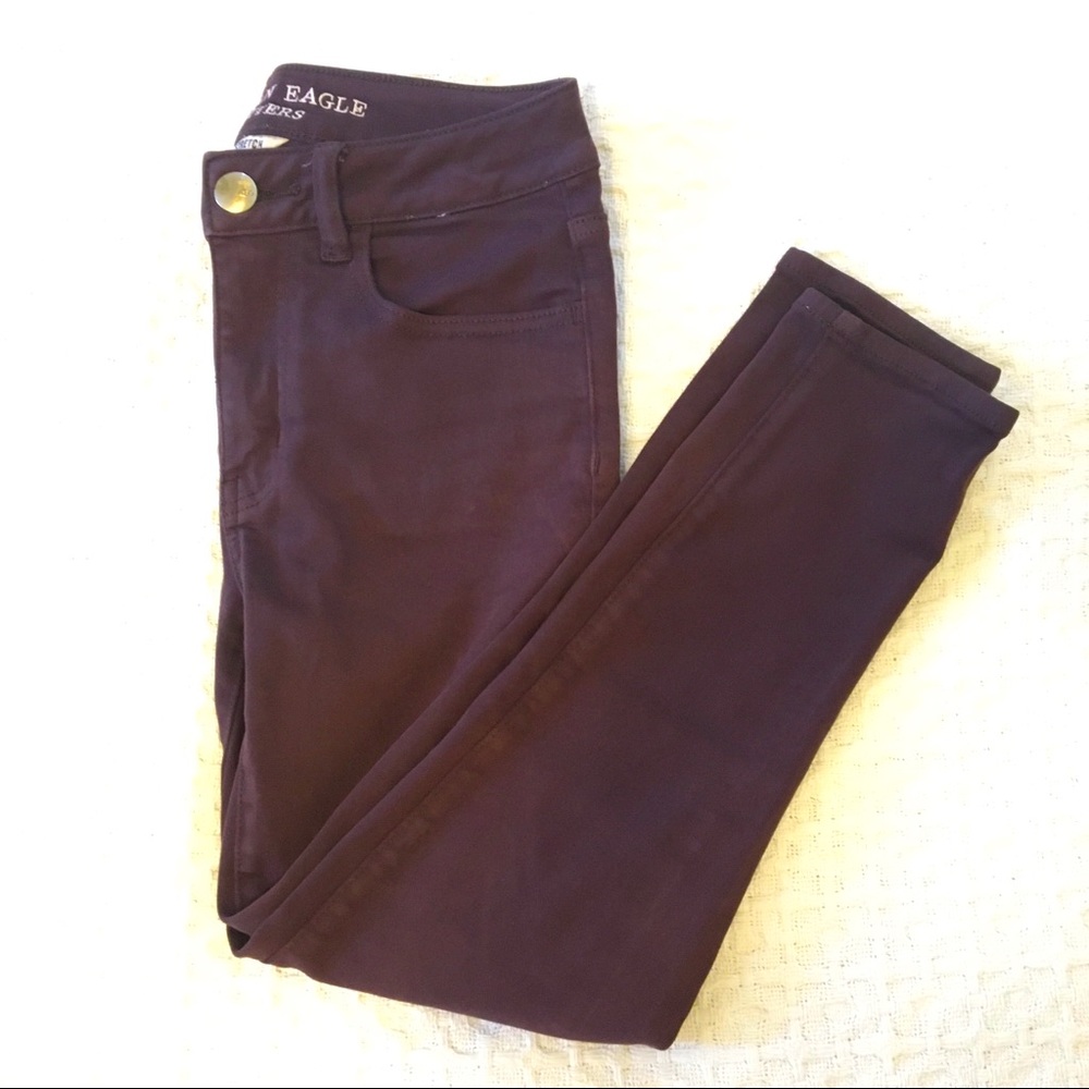Plum Colored Hi-Rise Jegging Crop Stretchy Pants